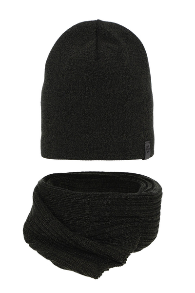 Komplet zimowy męski: czapka i szalik khaki Mores