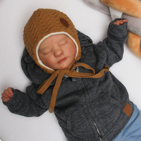 Wiązana czapka niemowlęca zimowa brązowa Malik