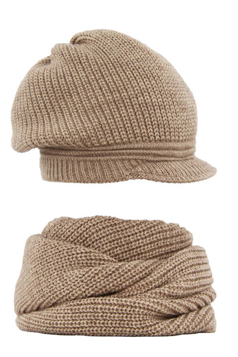 Komplet : czapka i szalik zimowy beżowy Lambada
