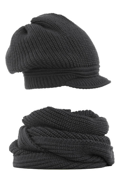Komplet : czapka i szalik zimowy ciemnoszary Lambada