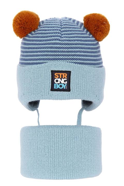 Komplet dla chłopca: czapka i komin zimowy błękitny Turbot