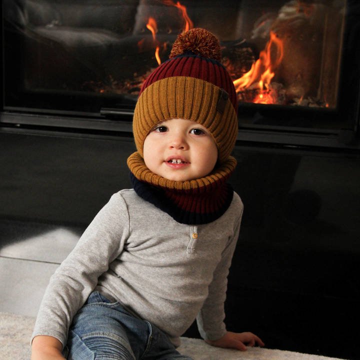 Komplet dla chłopca: czapka i komin zimowy musztardowy Karson