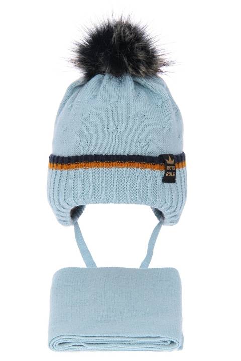 Komplet dla chłopca: czapka i szalik zimowy błękitny Pierot 