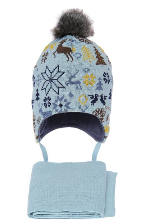 Komplet dla chłopca: czapka i szalik zimowy błękitny Remek