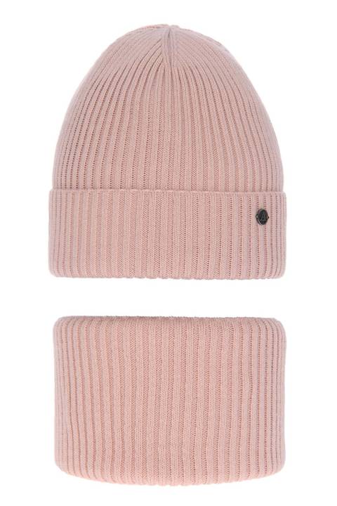 Komplet dla dziewczynki: czapka i komin zimowy różowy Danae