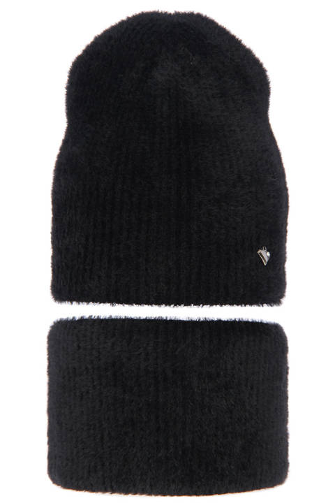 Komplet dla kobiety: czapka i komin zimowy czarny Adria