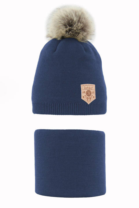 Komplet zimowy dla chłopca: czapka i komin niebieski Apolin