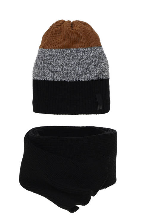 Komplet zimowy dla chłopca: czapka i szalik czarny Sonik