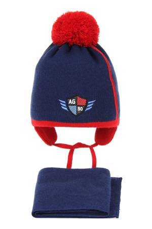 Komplet zimowy dla chłopca: czapka i szalik granatowy Alkin