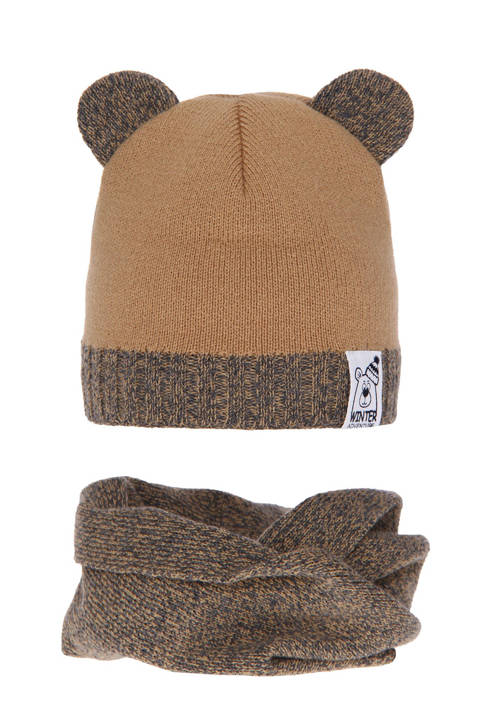 Komplet zimowy dla chłopca: czapka i szalik komin camelowy Diango