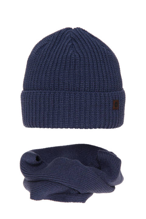 Komplet zimowy dla chłopca: czapka i szalik niebieski Minos