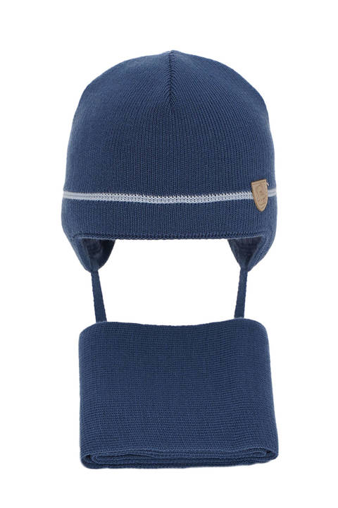 Komplet zimowy dla chłopca: czapka i szalik niebieski Musso