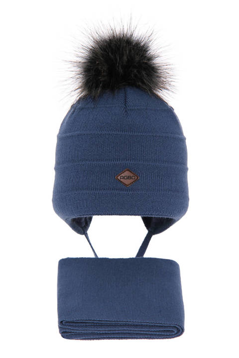 Komplet zimowy dla chłopca: czapka i szalik niebieski Tango