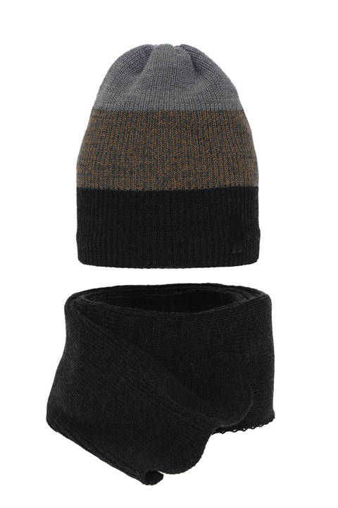 Komplet zimowy dla chłopca: czapka i szalik szary Sonik
