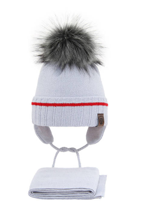 Komplet zimowy dla chłopca: czapka i szalik szary wypełniony miękką włókniną Wawrzyn	