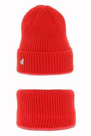 Komplet zimowy dla dziewczynki: czapka i komin czerwony Angela