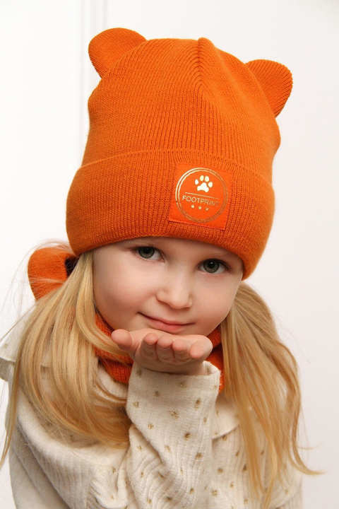 Komplet zimowy dla dziewczynki: czapka i komin pomarańczowy Iza