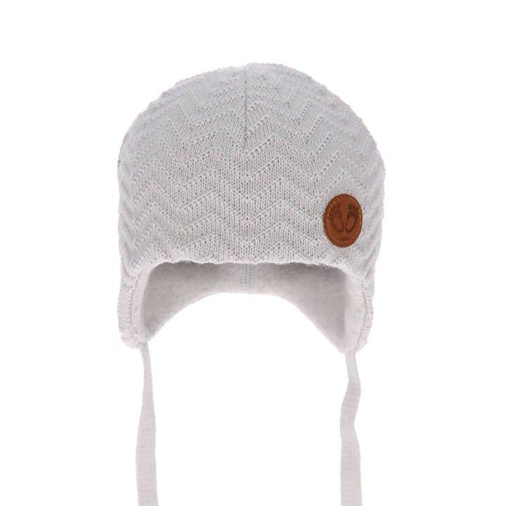 Wiązana czapka niemowlęca zimowa szara Malik
